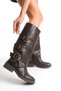 Melivielle Brown Leather New Season Buckle Detailed Stylish Style Daily Comfortable Fit Boots - 7