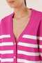 Women's Pink Striped V-Neck Relaxed Fit Knitwear Cardigan Hzl25W-Bd1102151 - 3