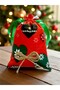 Christmas Themed Heart, Deer and Snowflake Fabric Gift Bag – Red Green 12X17 cm