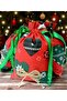 Christmas Themed Heart, Deer and Snowflake Fabric Gift Bag – Red Green 12X17 cm - 7