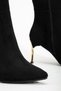 Women's Black Suede Pointed Toe Thin Heeled Boots - 3
