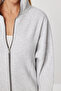 Zippered Ribbed Knitted Sweatshirt Lzv0029 Gray Melange - 5