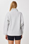 Zippered Ribbed Knitted Sweatshirt Lzv0029 Gray Melange - 7