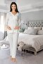 Women's Ecru Lace Maternity Sleepwear Set - 3