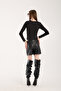 Women's Circular Neck Long Sleeve Snap Button/Zibin Body Suit - 8