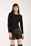Women's Circular Neck Long Sleeve Snap Button/Zibin Body Suit - 3