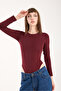 Women's Circular Neck Long Sleeve Snap Button/Zibin Body Suit - 4