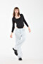 Women's Square Neck Long Sleeve Snap Button/Zibin Body Suit - 3