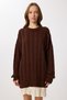 Oversize Hair Braided Knitwear Sweater Lnx0013 Brown - 4