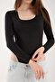 Women's Square Neck Long Sleeve Snap Button/Zibin Body Suit - 6
