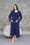 Women's Navy Blue Special Design Lace Cotton Maternity Nightgown Nightgown Set of 2 - 3