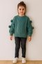 Girl's Oversized Knit Sweater – Seamless, with Pom-Pom Detail, 2-7 Years Old, Domestic Production - 6