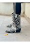 Tokyo Gray Snake Skin 6 cm Heel Dallas Boots Bottie - 7