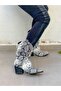 Tokyo Gray Snake Skin 6 cm Heel Dallas Boots Bottie - 6