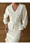 Imported Tweed Fabric Lace Embroidered Lined Stone and Button Detailed Lined Special Design Midi Dress - 5