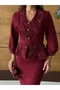Imported Tweed Fabric Lace Embroidered Lined Stone and Button Detailed Lined Special Design Midi Dress - 6