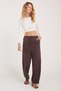 Women's Regular Fit Classic Cut Cotton Wide Leg Brown Trousers - 5