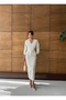 Imported Tweed Fabric Lace Embroidered Lined Stone and Button Detailed Lined Special Design Midi Dress - 6