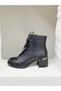 25K-215-R1234 Lace-Up Detail Genuine Leather 6cm Thick Heel Boots for Women - 3