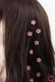 10-Piece Pink Floral Stone Snap Clip Knitted Hair Ornament - Teenage Girls' Decorative Hair Clip Earrings Metal - 5