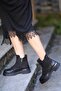 3524 Real Leather Serrated Non-Slip Thermo Rubber Sole Thick Heeled Zippered Women's Boots - 7
