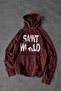 Men's Burgundy Star Special Washed Oversize Hooded Sweatshirt - 2