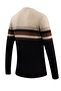 Men's Crew Neck Beige Sweater Knitwear Colorful Stripe Pattern Classic Fit - 5246C - 6