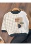 Inflatable Vest Hooded Zippered Plaid Sweatshirt Lycra Jeans 3-Piece Baby Boy Set - 6