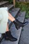 2713 Real Leather Trok Staple Detailed Thick Heeled Zippered Women's Boots - 6