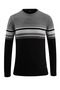 Men's Crew Neck Gray Sweater Knitwear Colorful Stripe Pattern Classic Fit - 5246C - 2