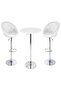 Lixy Bar Chairs Stools Tufted Back Large Cushion Seats and Round MDF Top Bar Table Chrome Base White