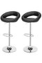 Nifo 3 Piece Adjustable Square Mdf Wood Bar Table Set With 2 Pu Leather Round Bar Chairs, Black - 2