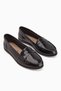 Solina Genuine Leather Black Patent Leather Moccasin Shoes Comfortable Casual Loafer