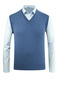 Men's V-Neck Blue Sweater Knitwear Solid Color Steel Knit Classic Fit - 5200H