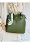 Green 5-Compartment Women's Scarf Bag with Accessories and Hand and Shoulder Straps - 6