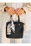 Patent Leather Black 5-Compartment Women's Scarf Bag with Accessories and Hand and Shoulder Straps - 6
