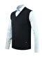 Men's V-Neck Navy Blue Sweater Knitwear Solid Color Steel Knit Classic Fit - 5200H - 2