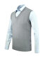 Men's V-Neck Gray Sweater Knitwear Solid Color Steel Knit Classic Fit - 5200H - 2