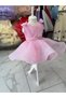 Pink Bow Detailed Strap Girls Evening Dress - 2