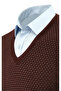 Men's V-Neck Burgundy Sweater Patterned Steel Knit Regular Fit - 5201H - 3