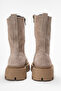 Women's Thick Sole Boots Real Nubuck Leather Zy 1558 Suede Mink - 6