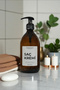 Bathroom Organizer Set with Wooden Stand, White Label Conditioner Bottle - 3