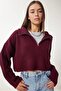 Women's Oversize Zippered Crop Knitwear Sweater Daily Use Seasonal