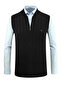 Men's Zippered Knitwear Black Vest Steel Knit Patterned Classic Fit with Pockets - 5209J