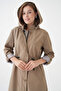 Beige Wind and Water Resistant Detachable Hood Bondit Fabric Trench Coat - 2