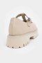 Stana Beige Genuine Leather Buckle Detailed Thick Sole Women's Shoes - 7