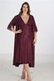 Premium Plus Size Satin Lace Embroidered Plum Long 2-Piece Nightgown Dressing Gown t - Ssssss3572-4