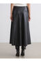 Create Your Style from Uzg Store |   Zippered Leather Look Flared Skirt - 4