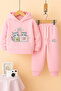 Cute Cat Printed Kids Premium Compact Sweatshirt Tracksuit with Pockets - 2 Piece Sport Set