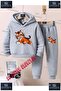 Children's Unisex Printed Hoodie and Sweatpants Set with the Text: "Tiger Drawing Cute"